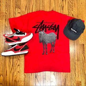 Stussy RARE zebra tee red small NWOT